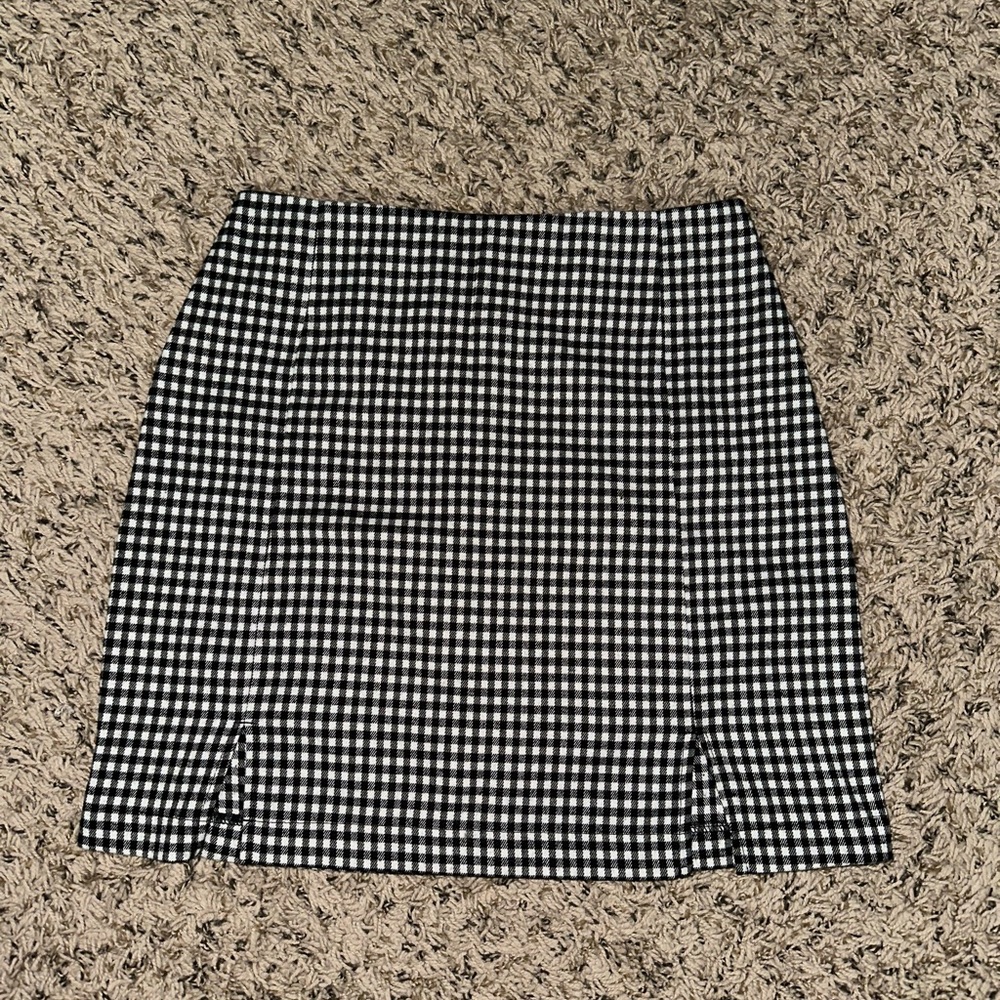 Classic Black and White Checkered Skirt